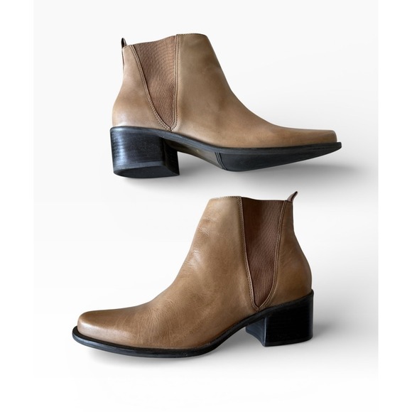 NICOLE Leather "Lake" Boots 2" Heel Women's US 7.5M Made In Brazil Original Box - Picture 6 of 13